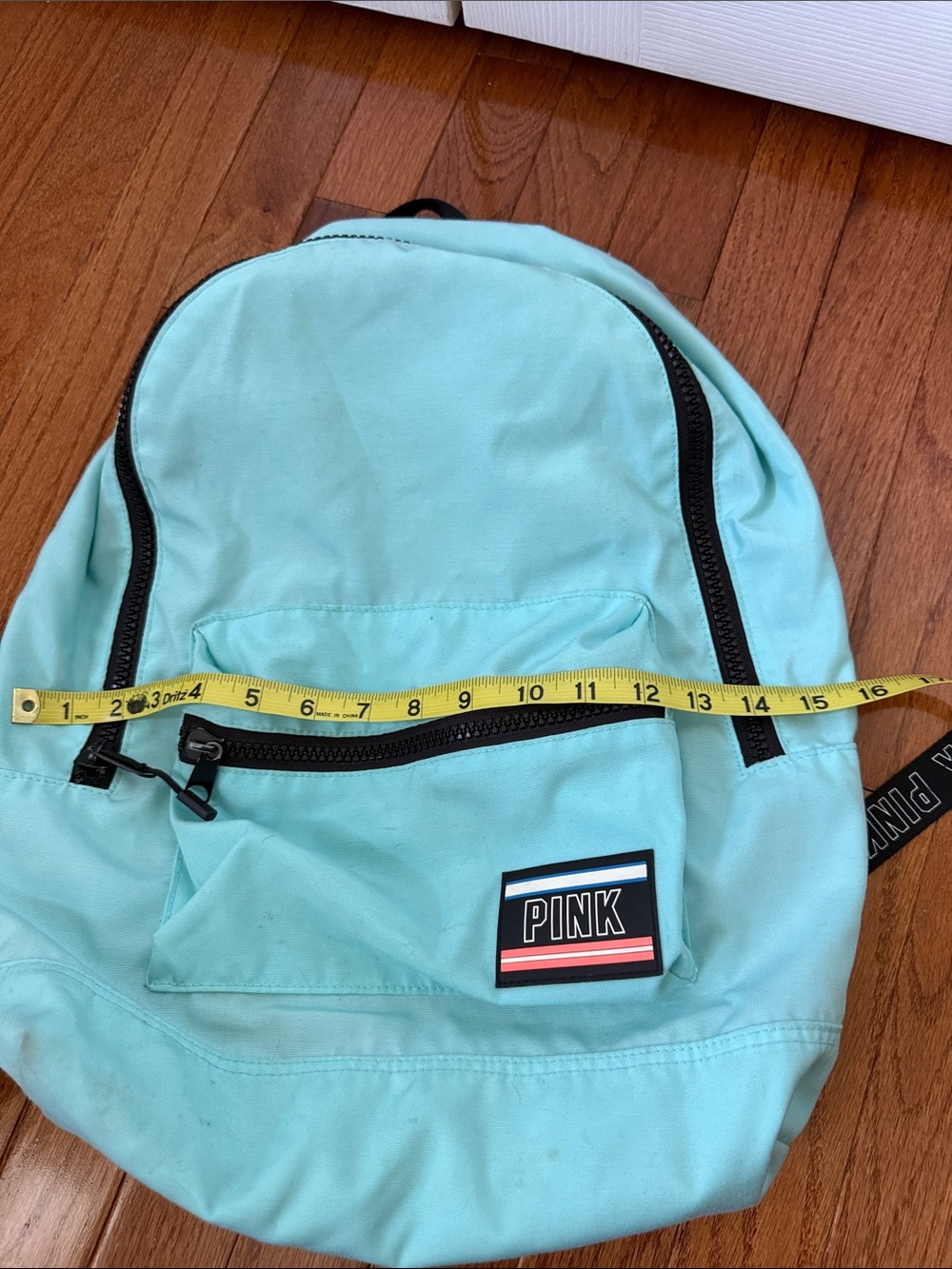 Women’s or kids, PINK Aqua Canvas Backpack with Black Accents
